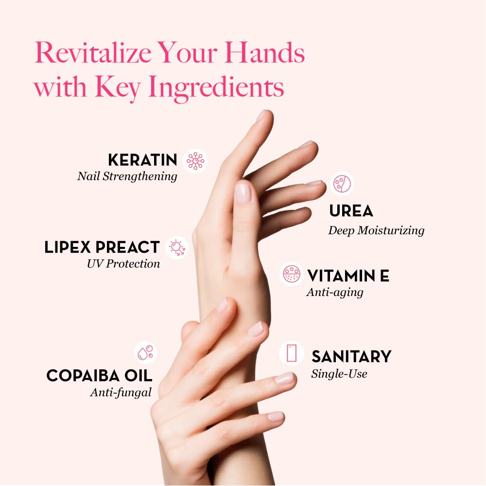 Bodipure All-In-1 Moisturizing Hand Mask, Keratin & Vitamin E Hand Mask for Dry Cracked Hands, Natural Moisturizing Gloves Formula, Strengthen Nails & Repair Hands 50 Pairs