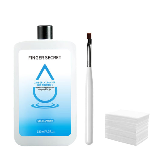 2in1 Slip Solution For Poly Nail Gel - 120ml Professional Gel Cleaner Keep Your Nails Clean and Tidy Ideal for Nail Art Design in Home or Salon