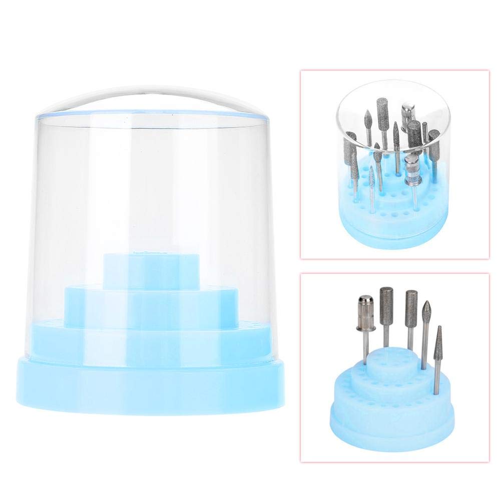 Sonew 48 Holes Nail Drill Holder Professional Nail Art Plastic Drill Stand for Nail Art Drill Bit Organizer Box Holder(Blue)