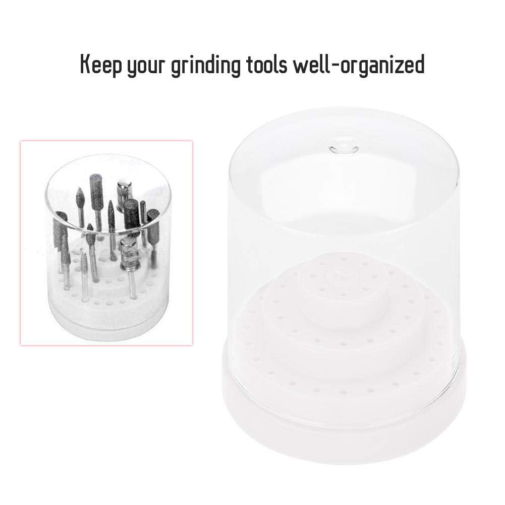 Sonew 48 Holes Nail Drill Bit Holder Professional Nail Art Plastic Drill Stand for Nail Art Drill Bit Organizer Box Holder(White)
