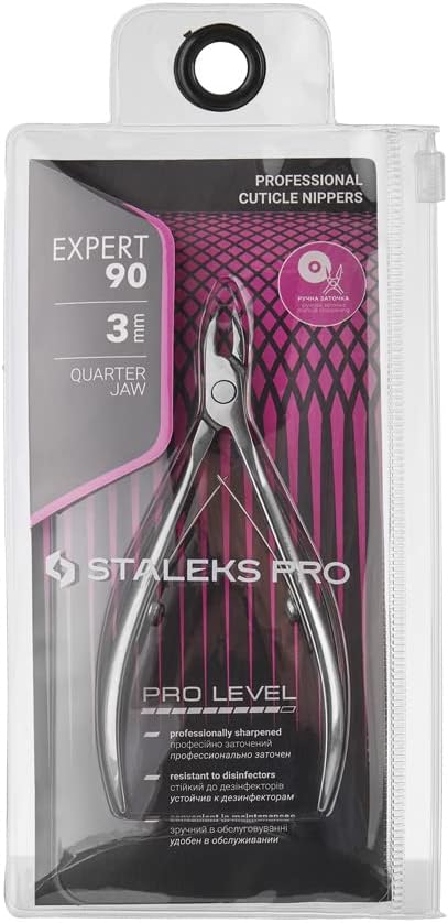 STALEKS PRO Expert 90 3mm Professional Cuticle Nippers – Stainless Steel Skin Nippers for Manicure