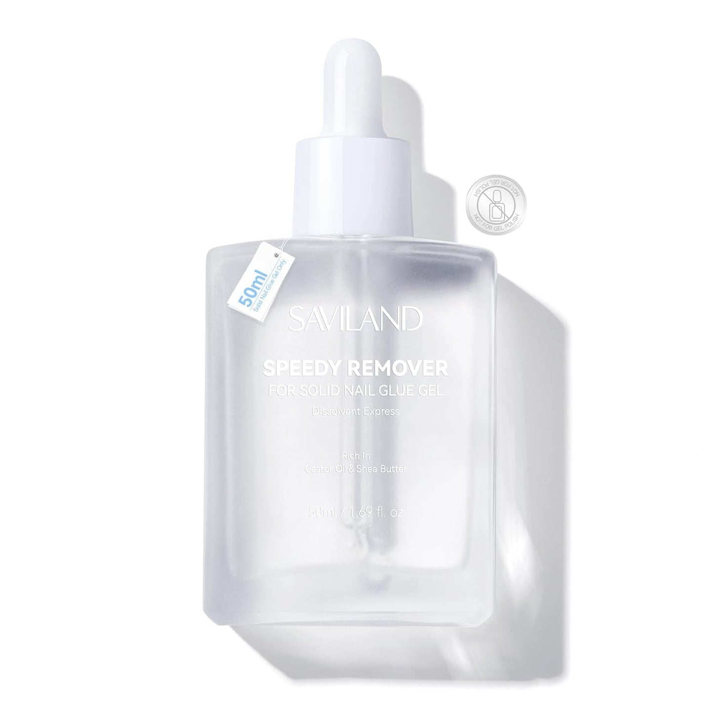 SAVILAND Advanced Nail Glue Remover: 50 ML Solid Nail Glue Gel Remover for Press On Nails Gentle & Easy with Castor Oil VE Gentle Non-Drying Odor-Free Non-Acetone Glue Remover Not for Gel Polish