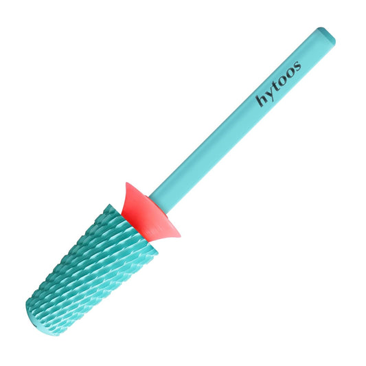 Safety Tapered Nail Drill Bits, Green Coated Tungsten Carbide Rounded Barrel Nail Bit for Soft Gel & Base Removal, Manicure Tools Pro Electric File Drill Accessories, F