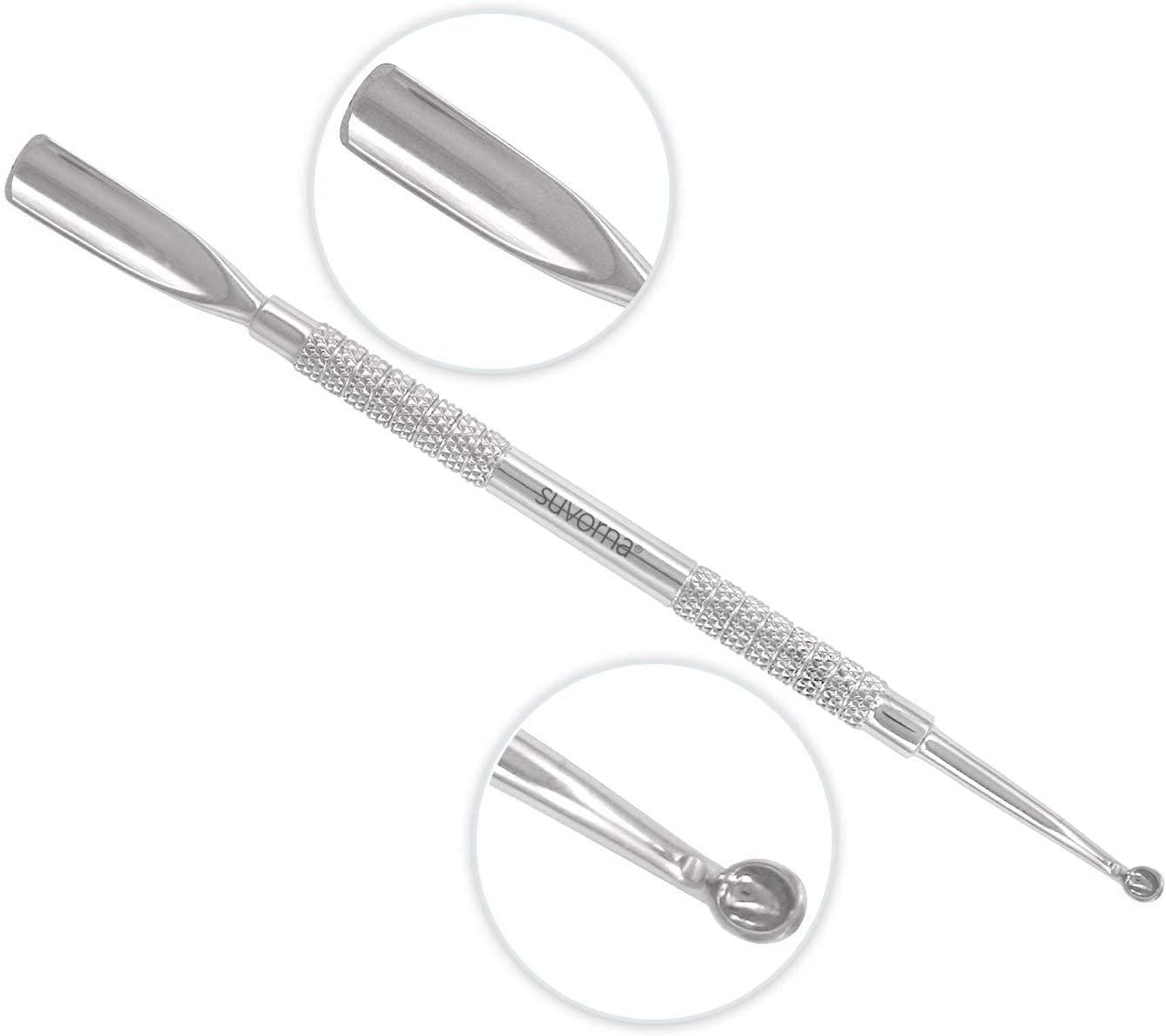 Suvorna Metal Cuticle Pusher Tool & Nail Cleaner Tool, Cuticle Cleaner, Stainless Steel Cuticle Pusher - Fingernail Cleaner for Under Nails and Gel Nail Polish Remover, Nail Cuticle Pusher for Women