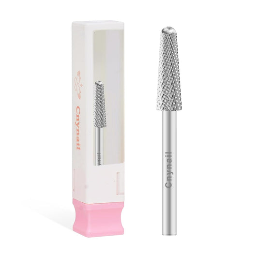 Cnynail 3/32" 4.0MM Small Cone Clean Medium Grit Carbide Cuticle Cleaner Bit for Electric Nail Drills – Professional Manicure Tool for Nail Salons and Home Use (F Grit. Silver)