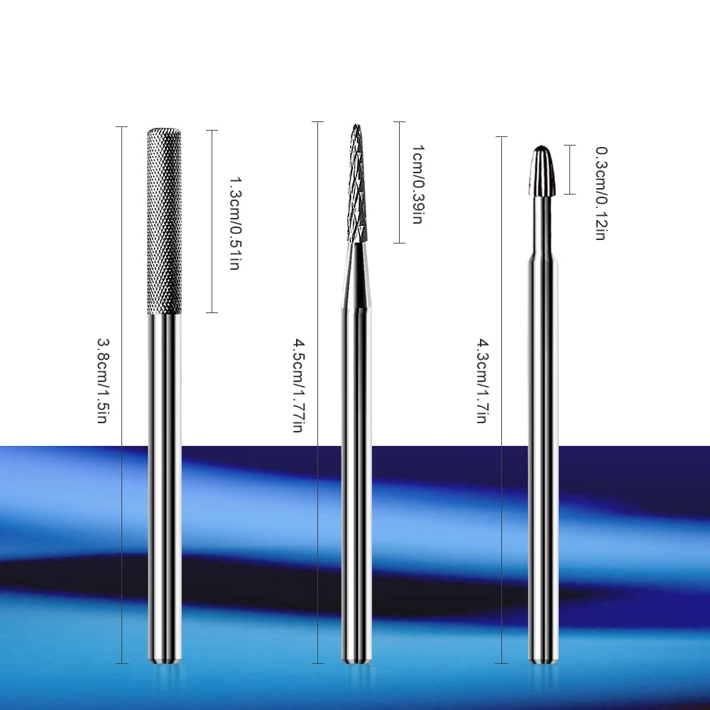 Cuticle Bit for Nail Drill, CORFULRA 3Pcs Nail Drill Bits Professional Carbide Bits for Nails Nail Buffer Bit Nail Trimer, Under Nail Cleaner Cuticle Remover Nail Prepare, Nail Supplies for Nail Techs