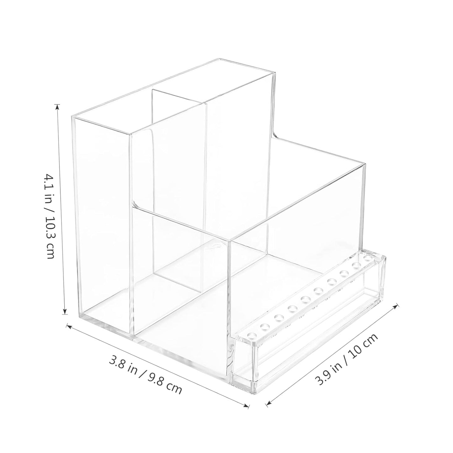 FRCOLOR Nail Drill Bits Holder Stand Display Organizer 10 Holes Transparent Storage Box for Nail Art Polishing Grinding Drill Bit 4.1inch