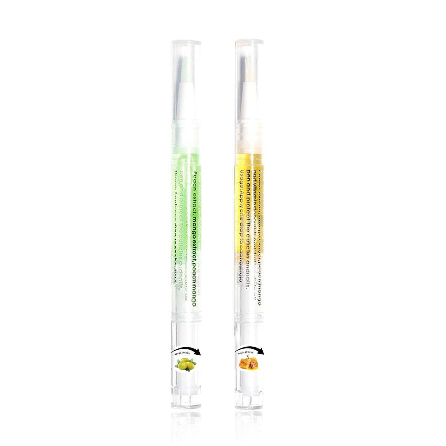 AIJIMEI Nail Oil Cuticle Pen 2pcs Nail Cuticle Oils Pens Are Nail Strengthening Agents And Nail Growth Essence, Suitable For Fragile Peeling And Broken Thin Nails（Honey & Olives）.