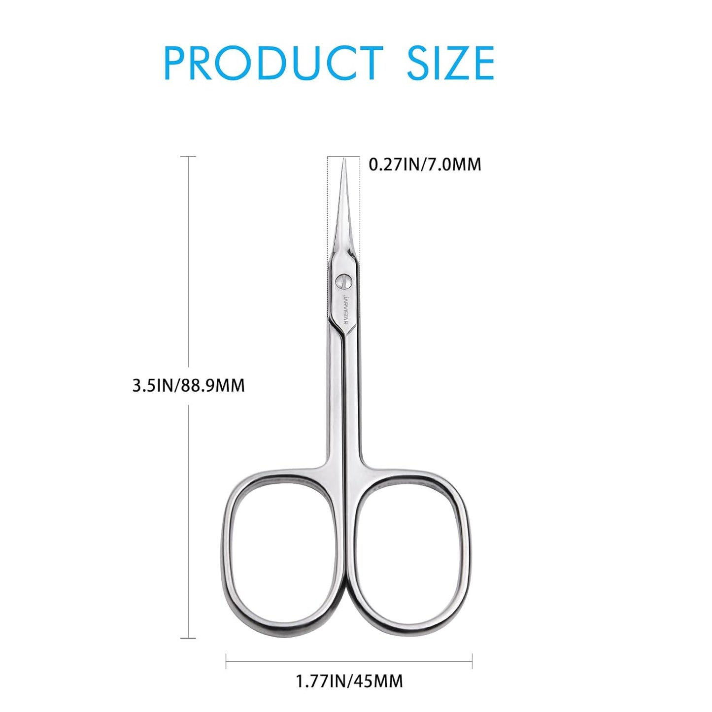 JARVISTAR Small Cuticle Scissors for Nail: Multipurpose Stainless Steel Curved Blade for Women Beauty Grooming Manicure, Pedicure, Fingernail, Toenail, Eyelash, Eyebrow, Dry Skin, 3.66 Inch