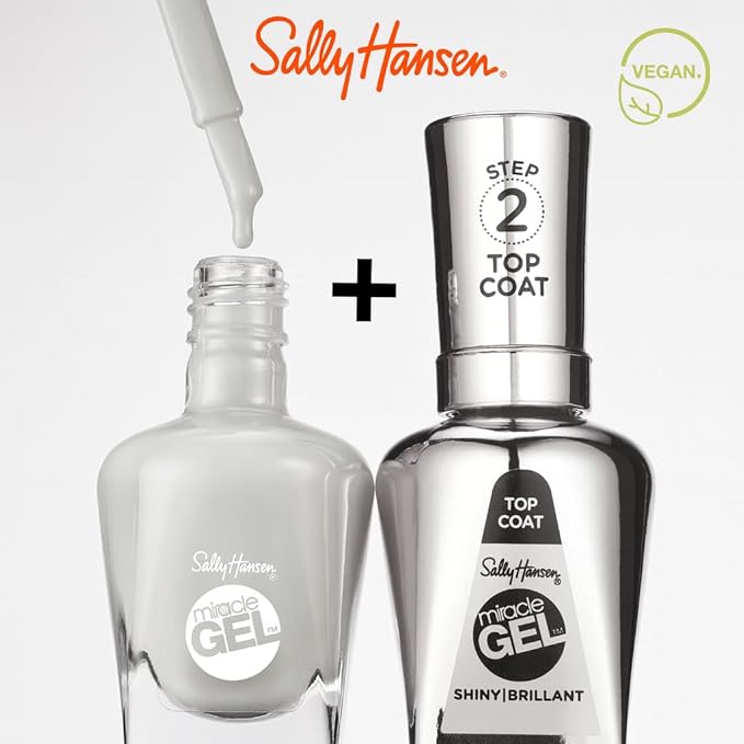 Sally Hansen Miracle Gel Salon Quality Nail Polish | Gel-Like Formula, Two-Step System, No UV Light Needed, Long Lasting | Opaque, | Opaque, Glossy | 849 Onyx-Pected | Black Nail Polish