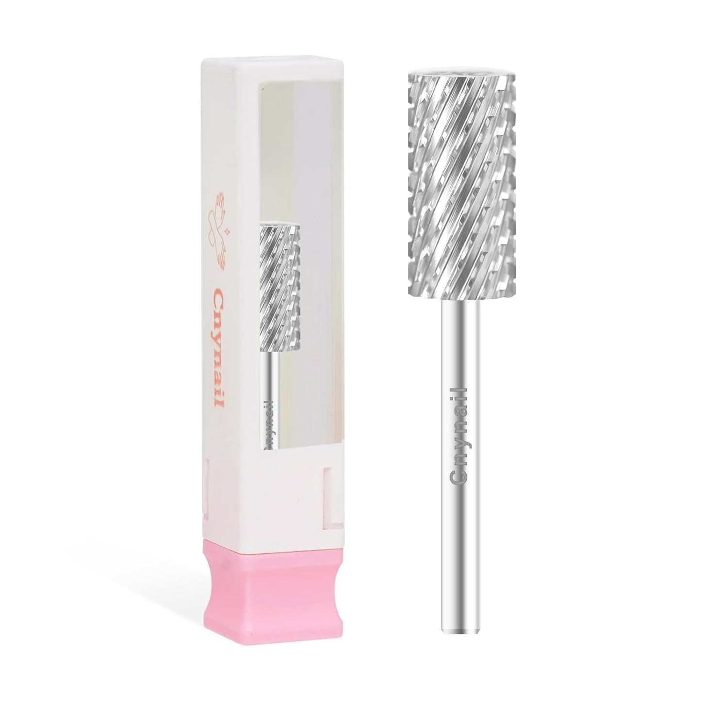3/32" Large Barrel Bit Tungsten Carbide Nail Drill Bit Safety Bit for Gel & Acrylic Removal, 2- Way Rotating Efile Tip, Salon Electric File Accessory (2XC Girt, Silver)