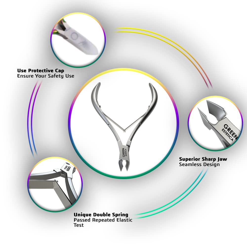 Professional Cuticle Trimmer with Cuticle Pusher Nail Cuticle Remover Nipper Silver Stainless Steel Sharp Blades Manicure Tools with Double Spring Nail Care Pedicure Nail Tools Home Spa (Silver)