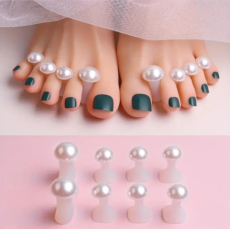 16pcs Toe Separator for Nail Polish Pedicure, Silicone Toe Spacers for Feet (Pearl)