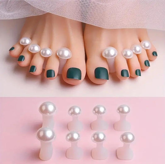 16pcs Toe Separator for Nail Polish Pedicure, Silicone Toe Spacers for Feet (Pearl)