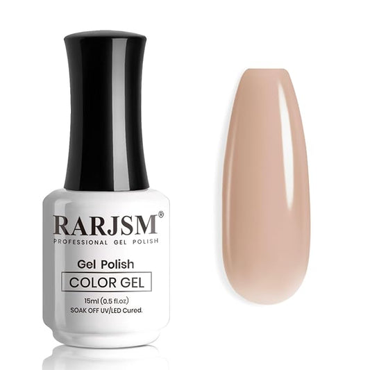 RARJSM Nude Gel Nail Polish Sheer Light Brown Pink Neutral Skin Tone Colors Jelly Transparent Nail Gel Polish 15ml Single Bottle Soak off UV LED Cured for Home Salon DIY French Manicure