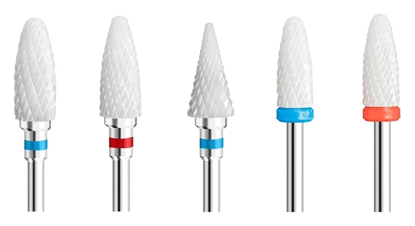 WWJN 5Pc Ceramic Nail Art Drill Bits Rotary Cutter Clean Apparatus for Manicure Nail Milling Machine Accessories Removal Nail Gel Tool