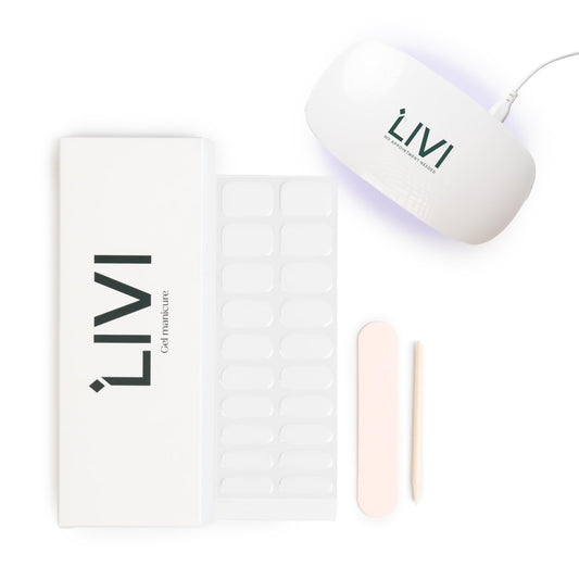 Livi Mini Gel Manicure System with UV Light – Mani Kit with 20 Nail Stickers and UV Lamp for Fast Salon-Quality Nails at Home – Long-Lasting DIY Starter Gel Polish Set (Not Everyone Can Be Me, XO)