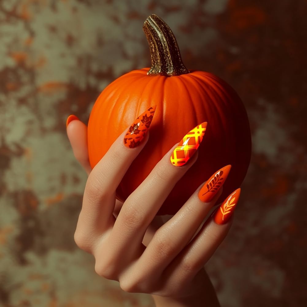PH PandaHall 3PCS Fall Theme Nail Stamping Plate 88 Patterns Stainless Steel Nail Template Leaves Pumpkins Plaid Autumn Blessing Nails Art Plate for Thanksgiving Nails Art Design 4.7x2.4 inches