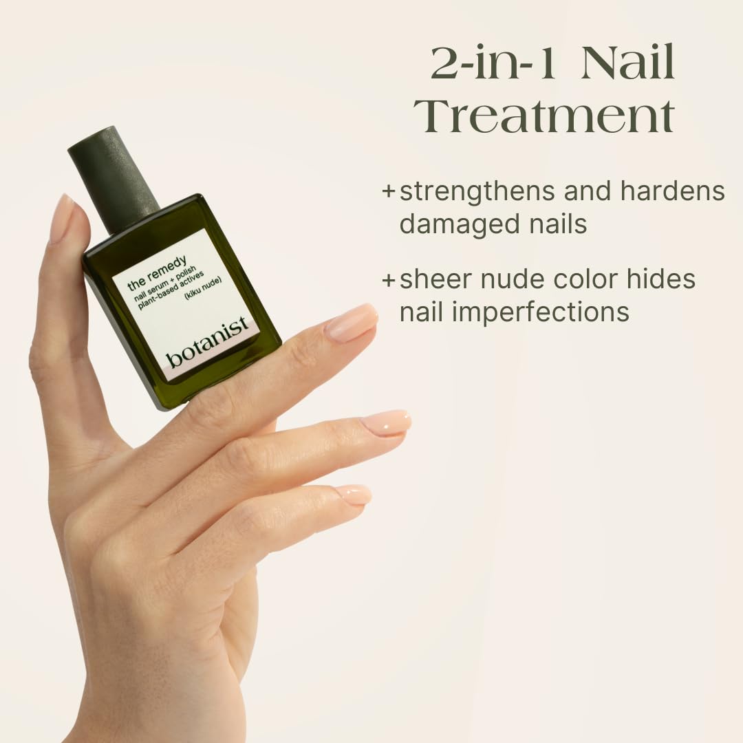 Botanist Nail Rescue Kit | Nail Strengthening Polish + Growth Serum | Grow and Strengthen Nails Damaged from Acrylics, Dip, and Gel Manicures | Non-Toxic, 84% Plant Based, 21-Free & Vegan (Nude)