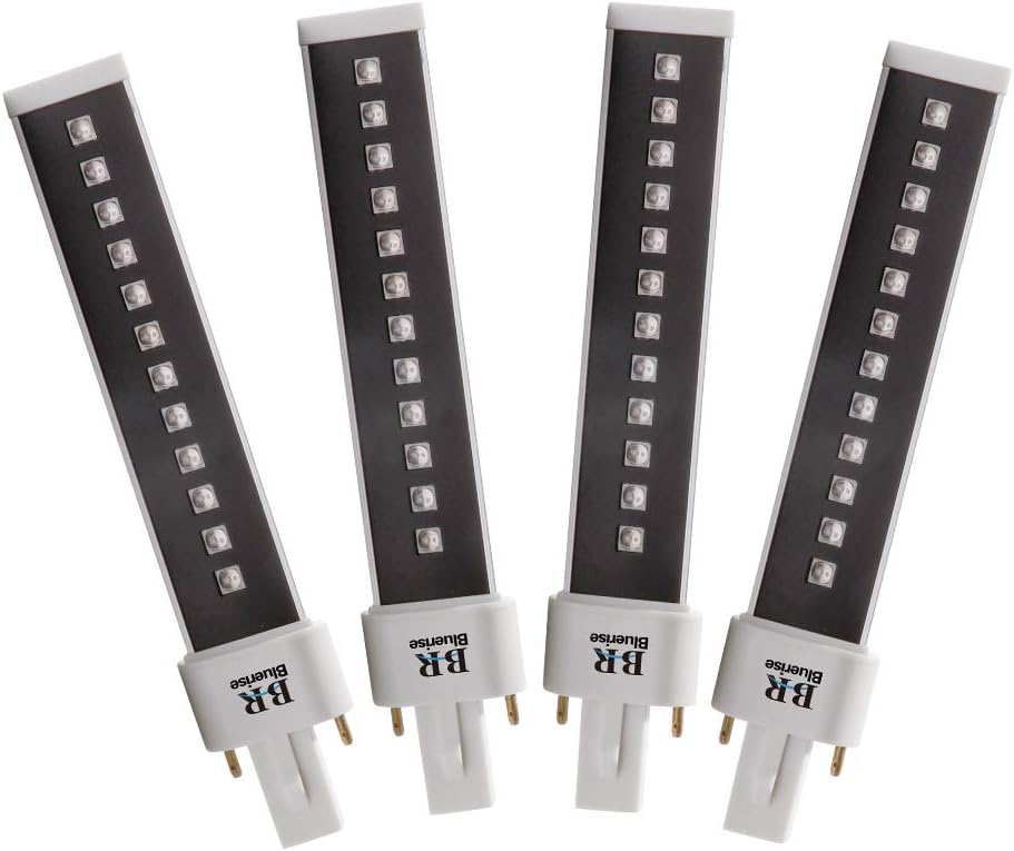 BLUERISE Gel Nail Lamp 9w Uv Led Light 4 Pcs 365 + 405nm Double Light Source Lamp Bulb 10000 Hours Led Replacement Tube for Professional Nail Salon Tools Studio Or Home Use