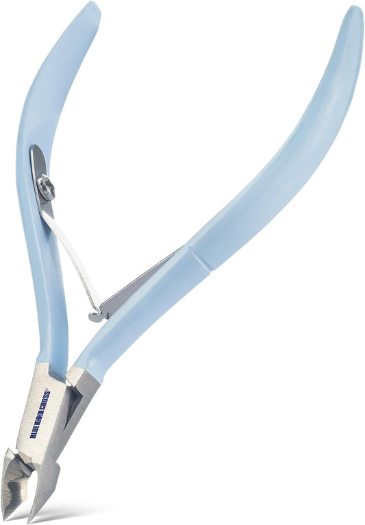 Blue Cross Cuticle Remover Nippers, Professional Nail Care Cutter & Trimmer, Fingernail + Toenail Clippers Tool for at Home DIY Manicures with Stainless Steel Sharp Durable Blades, 6mm Jaw Size, Blue