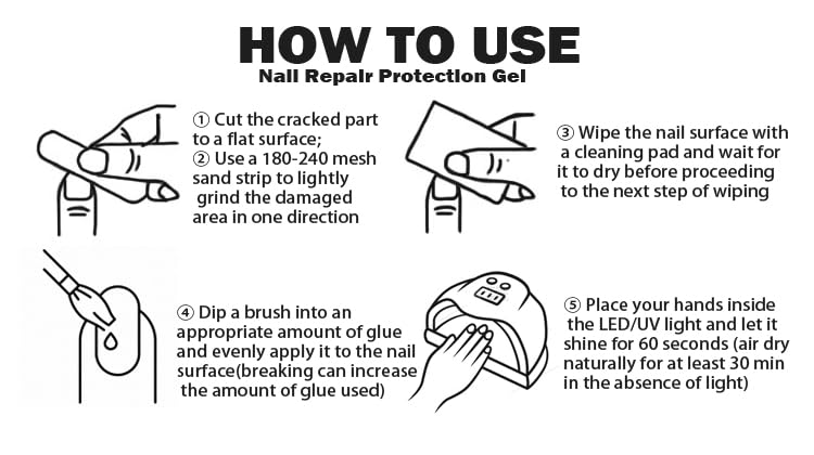 Nail Re-pair Protection Gel, 2025 Upgraded Nail Repair Kit for Split Natural Nails, Instant Cracked Nail Re-pair Gel, Broken Nails Repair Kit for Natural Nails, Easy Quick Fix for Home Use (2pcs)