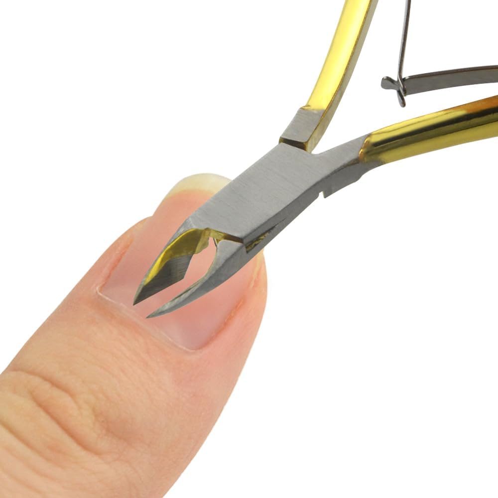4-Piece Cuticle Trimmer Set - Stainless Steel Cuticle Nipper, Remover & Cutter - Gold