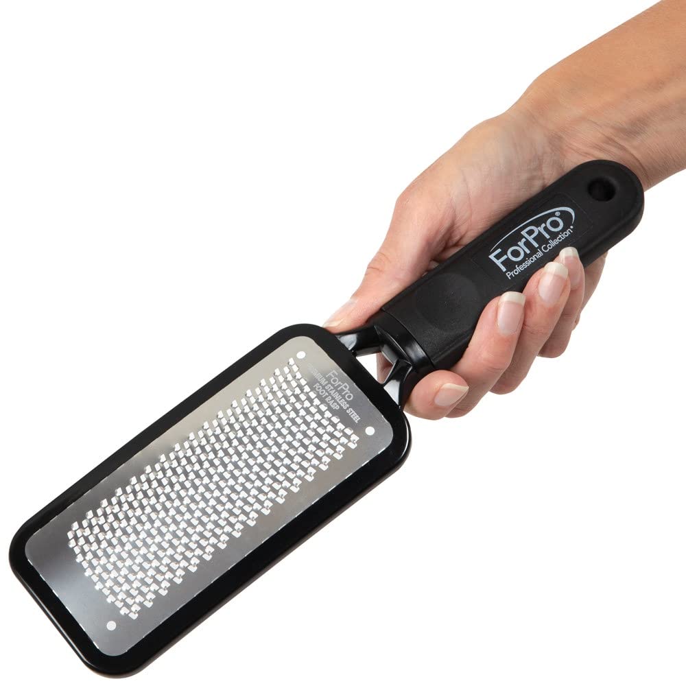 ForPro Professional Collection Premium Stainless Steel Foot Rasp, Colossal Foot File & Callus Remover, Instantly Removes Calluses & Smooths Cracked Heels, 10.75" L x 2.75" W, Black