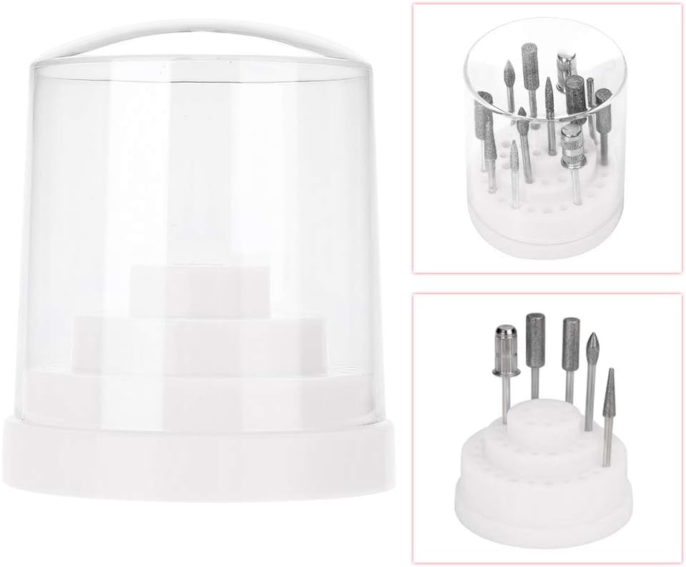 Laven Nail Drill Stand, 48 Holes Nail Art Plastic Nail Drill Stand Holder Drill Bit Display Organizer Box Nail Drill Bit Display(White)