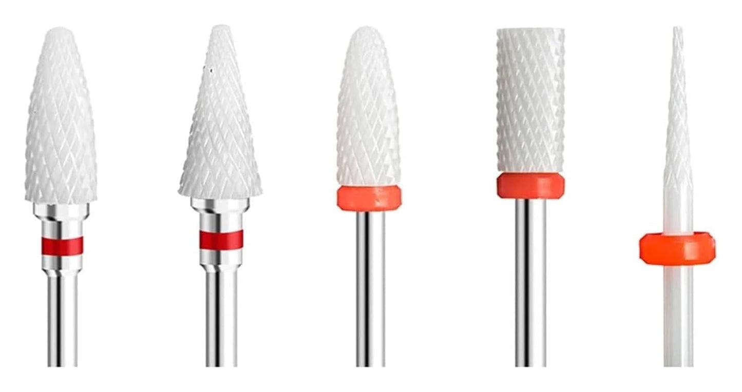 WWJN 5Pc Ceramic Nail Art Drill Bits Rotary Cutter Clean Apparatus for Manicure Nail Milling Machine Accessories Removal Nail Gel Tool