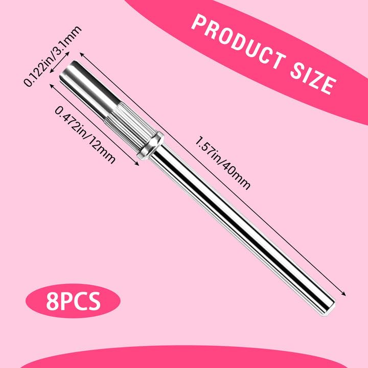 8Pcs Small Sanding Band Nail Drill Bit, 3.1 MM 3/32 Shank Mini Mandrel Nail Bit