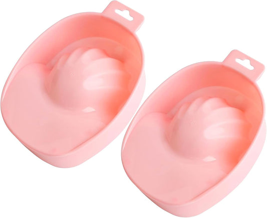 AUEAR, 2 Pack Manicure Bowl Nail Soaking Art Hand Soak Treatment Bowls Tray for SPA Tools (Light Pink)