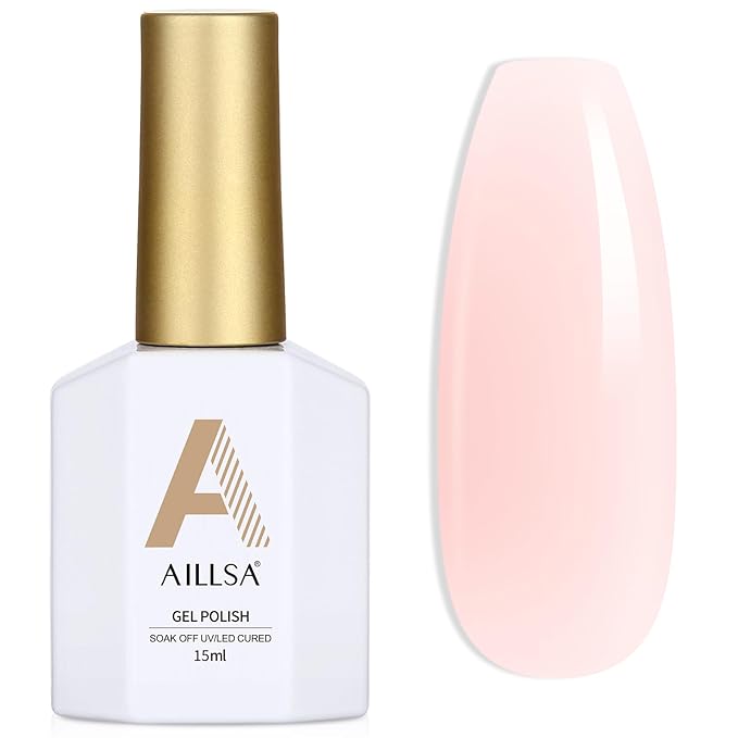 AILLSA Nude Gel Polish Pink Bunny Jelly Gel Nail Polish Sheer Neutral Translucent Gel Polish Long Lasting Milky Natural Color Nails Soak Off U V Gel for Nail Art at Home Valentine Gift 0.51 Oz GD53
