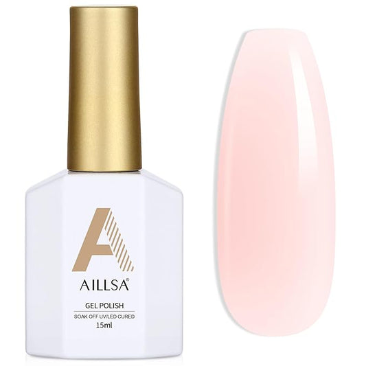 AILLSA Nude Gel Polish Pink Bunny Jelly Gel Nail Polish Sheer Neutral Translucent Gel Polish Long Lasting Milky Natural Color Nails Soak Off U V Gel for Nail Art at Home Valentine Gift 0.51 Oz GD53