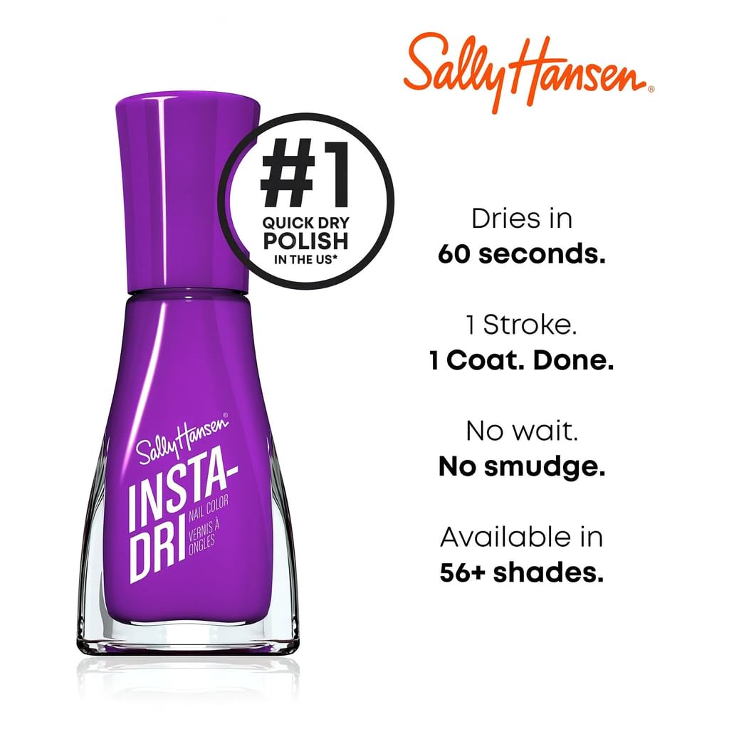 Sally Hansen Insta-Dri Nail Polish | Quick Dry, Long Lasting, Streak-Free Shine | Opaque, Shiny | 484 Mind Blending | Dark Purple Nail Color