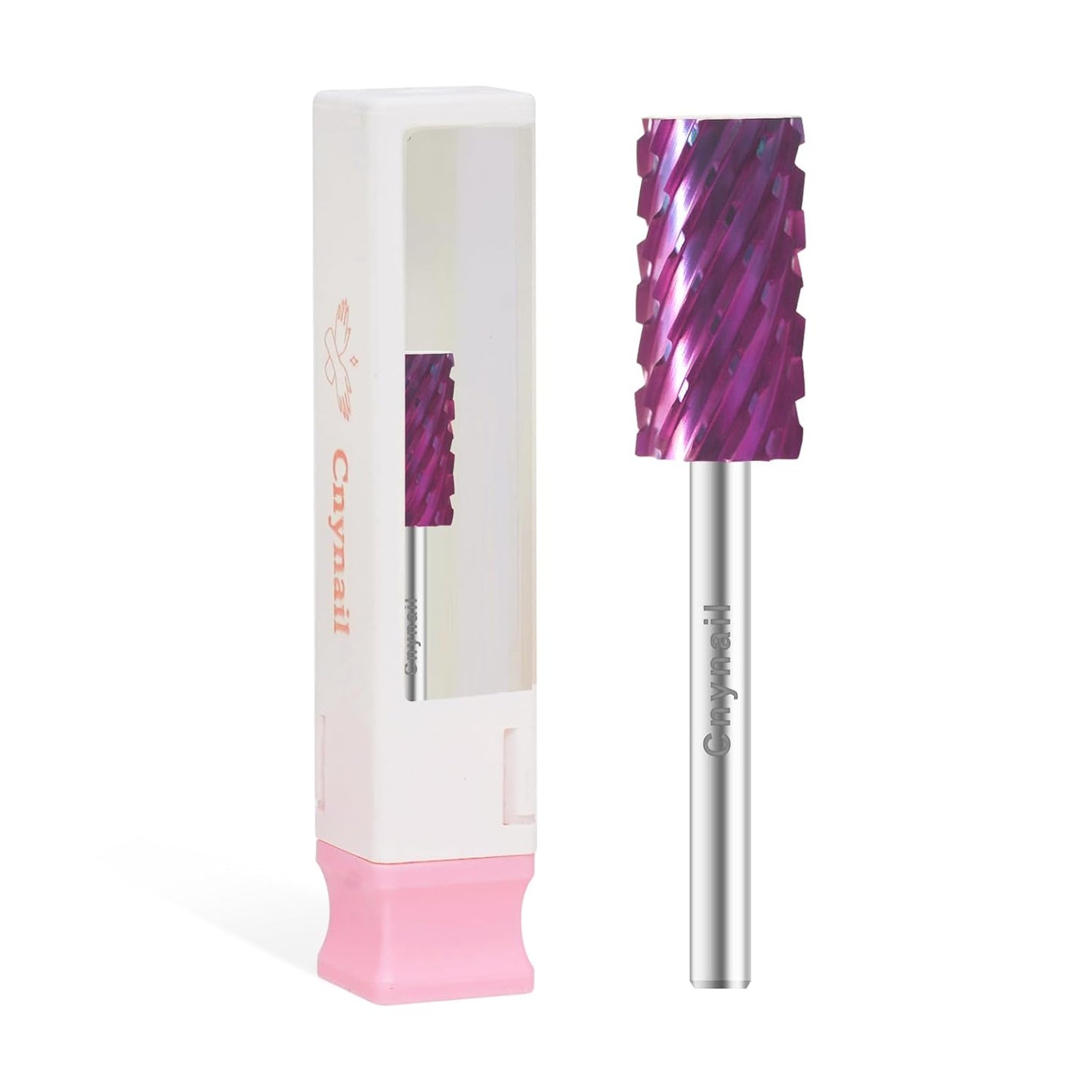 3/32" Large Barrel Bit Tungsten Carbide Nail Drill Bit Safety Bit for Gel & Acrylic Removal, 2- Way Rotating Efile Tip, Salon Electric File Accessory (3XC Girt, Purple)