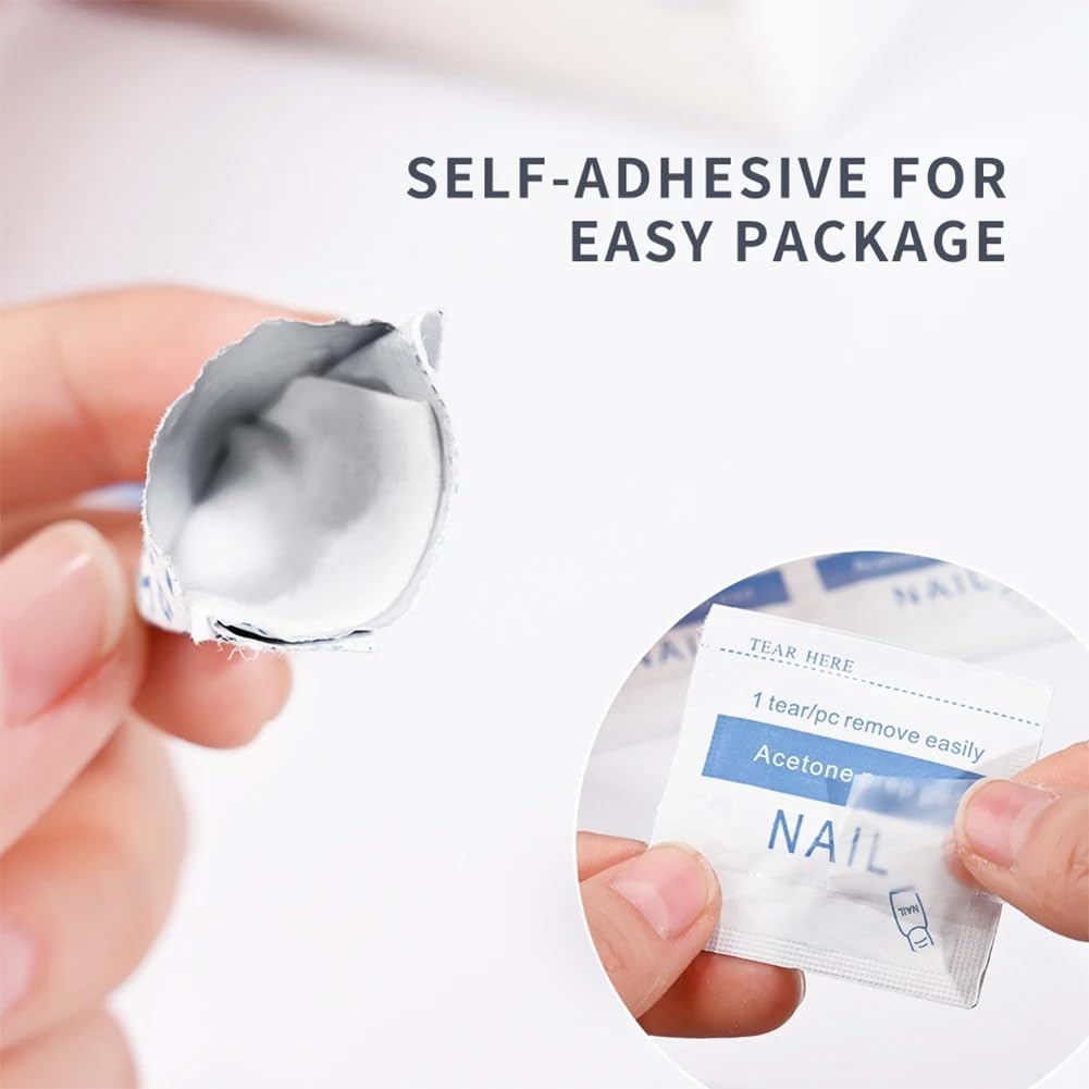 Acetone Nail Polish Remover Pads - 100PCS Quick Wipes, Individually Wrapped Wet Wipes for Removing Nail Polish (100pcs)