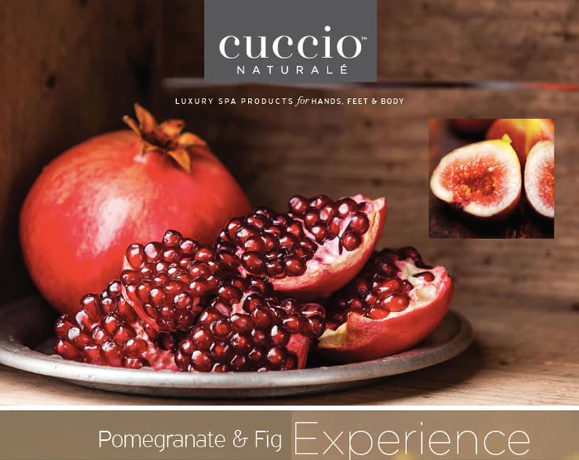 Cuccio 4 Piece Spa To Go Kit – Pomegranate & Fig – Complete Skincare Set for Exfoliation, Hydration, and Revitalization