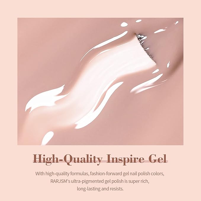 RARJSM Nude Pink Gel Nail Polish - Neutral, Transparent, French, Milky Pink Skin Tone - Sheer Light Pink Gel Nail Varnish - UV LED Cured, Soak Off - Home Salon DIY - 15ml Single Bottle
