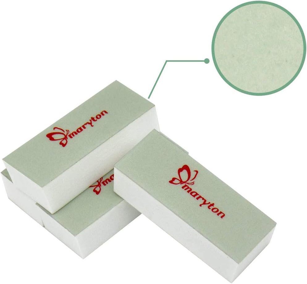Maryton Mini Nail Buffer Blocks, Disposable Nail Shine Buffers Kit - Green Side for Buffing, White Side for Shinning, 36 Count