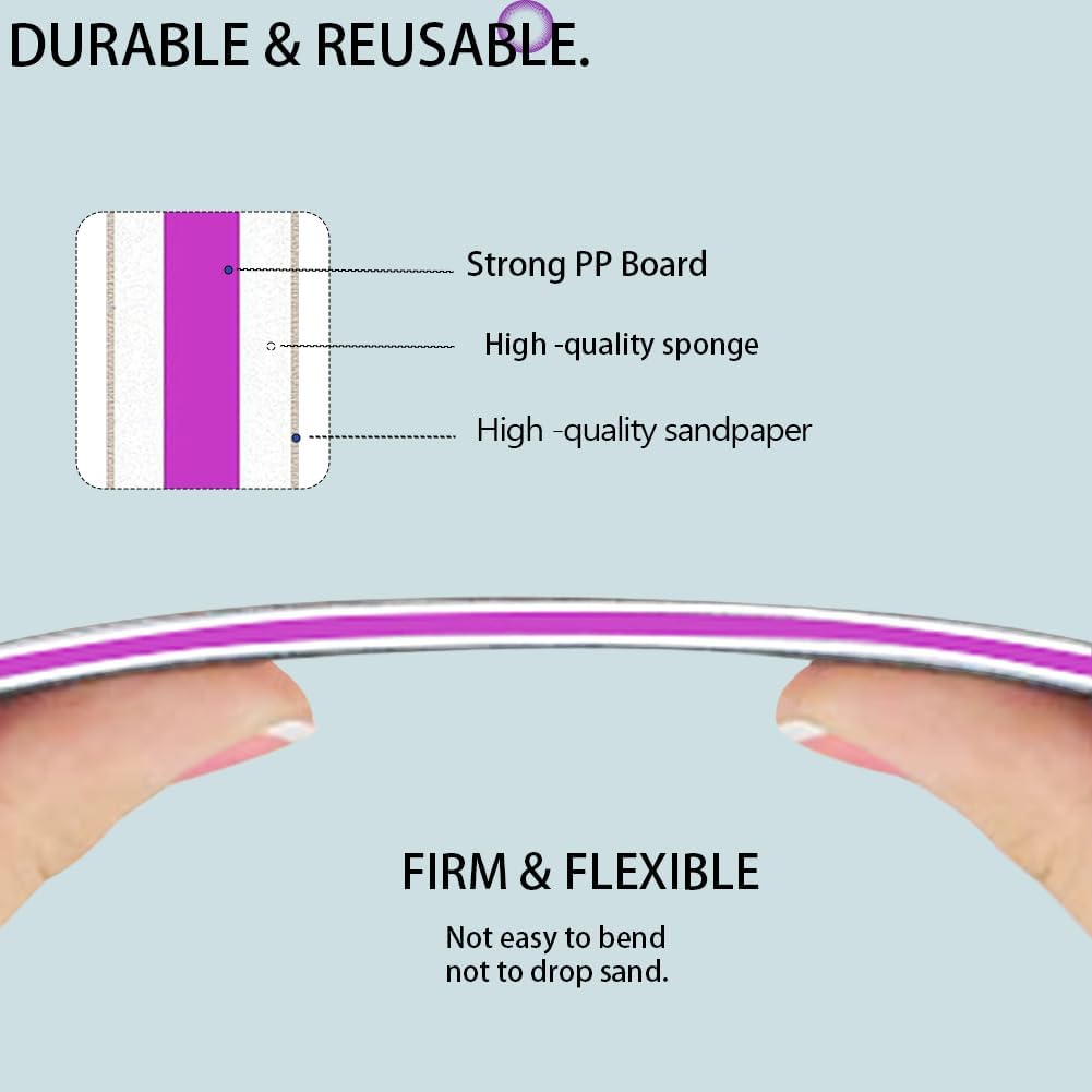 10Pcs Nail File Professional WAFOLOZE Nail Files Reusable Double Sided Emery Boards(100/180&180/240 Grit) Nail Styling Tools for Home and Nail Files for Acrylic Nails Salon Use