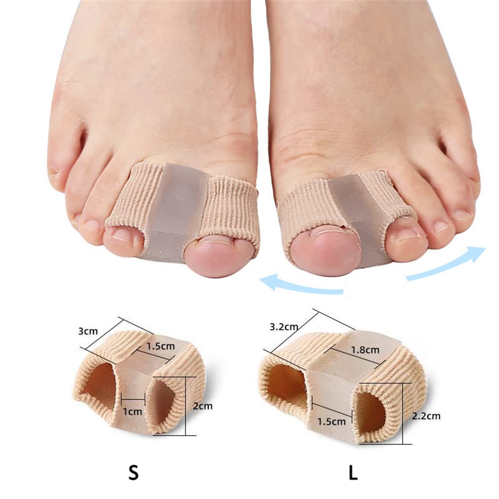 Toe Separator Sleeves, 2 Pairs Soft Breathable Big Toe Corrector with Gel Toe Spacer Cushion, Hammer Toe Overlapping Toes Straightener Sleeves for Big Toe Alignment Bunion Foot Pain Relief (L)