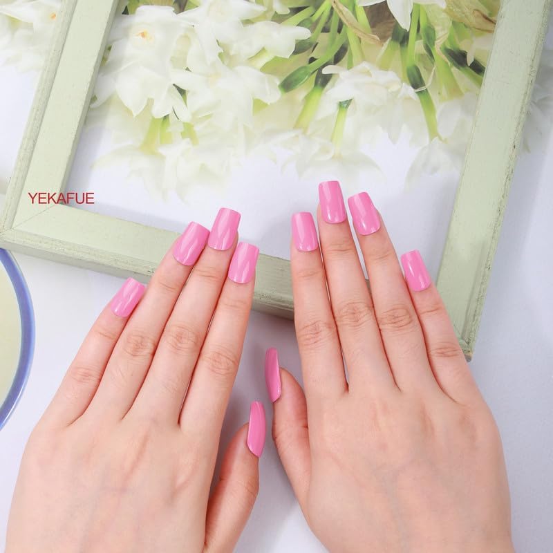 No Lamp Gel Nail Strips 22 Pcs Wraps - Dark Pink, Solid, Easy Apply Gel Nail Stickers Long Lasting, Salon-Quality, 2 Prep Pads, 1 File, 1 Wooden Stick