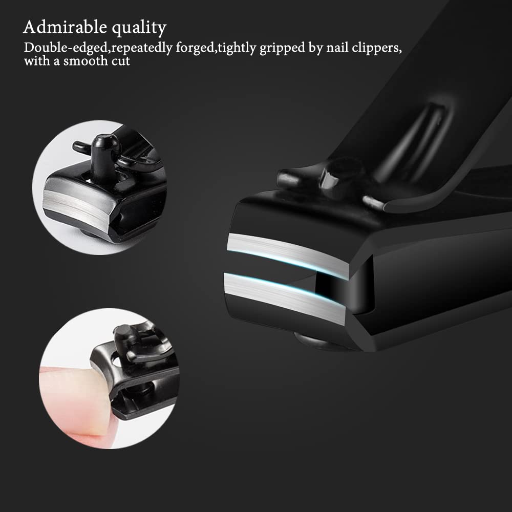 ZIZZON Travel Mini Manicure set Nail Clipper set 10 in 1 Stainless Steel Pedicure Care Grooming kit with Case(Black/Yellow)