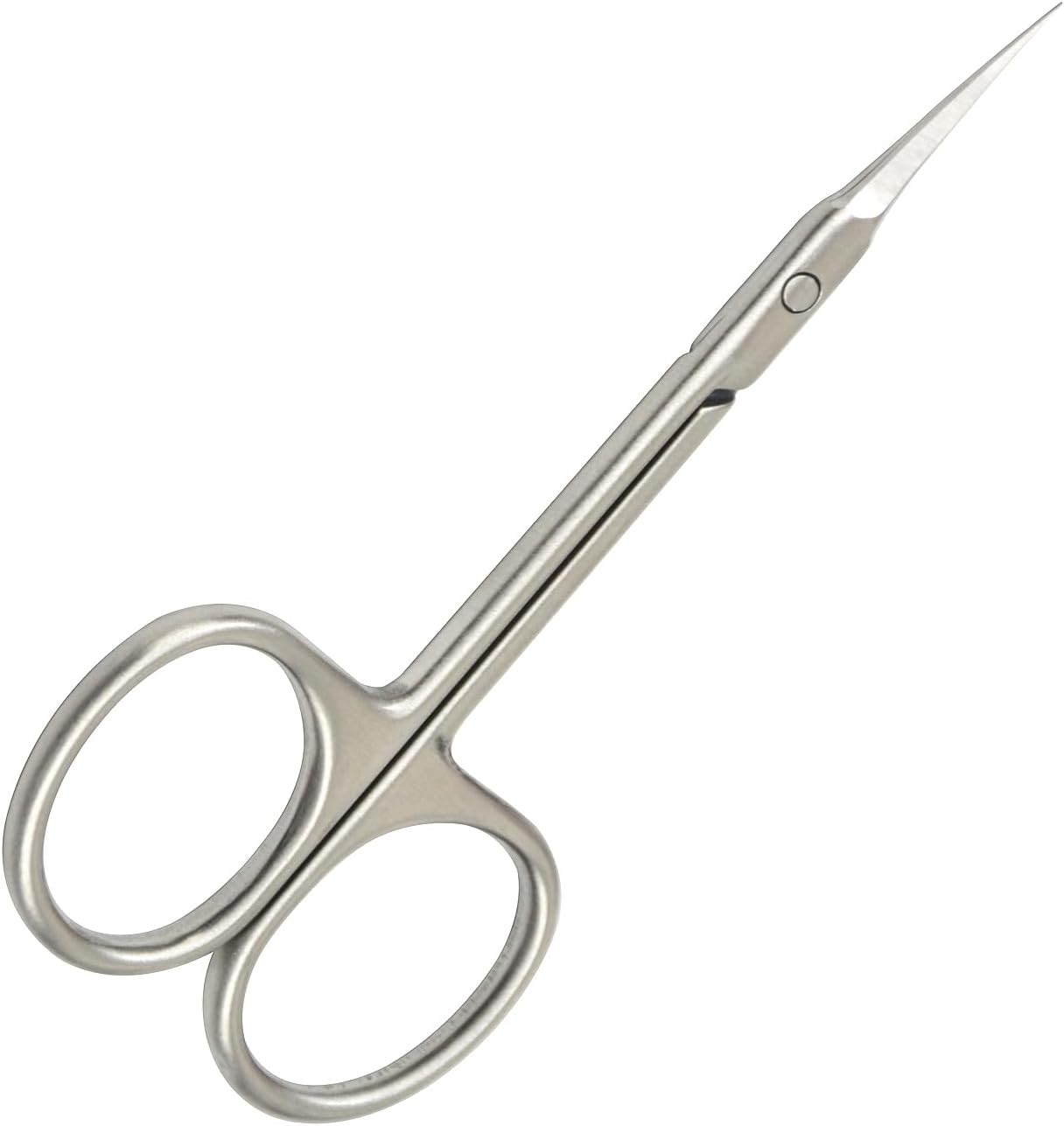Cuticle Scissors Extra Fine Curved Blade Beauty Scissors for Eyebrow, Eyelash, Manicure, Pedicure and Dry Skin (Curved Tip)