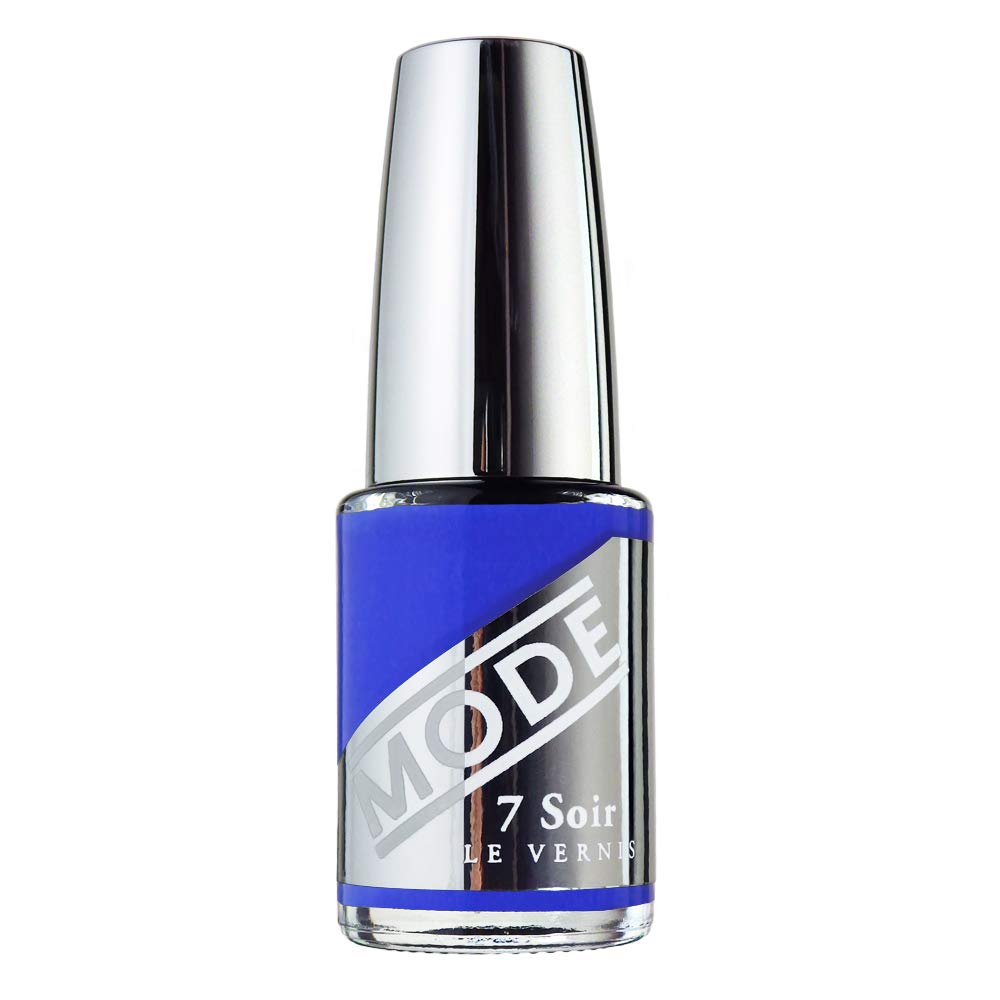 MODE Electric Blue Nail Polish ROYAL COURT Long Lasting Nail Lacquer Nourishing Color, Chip Resistant Strengthening Manicure Protection, Cruelty Free, Vegan, Made in NY USA, 7 Soir Le Vernis