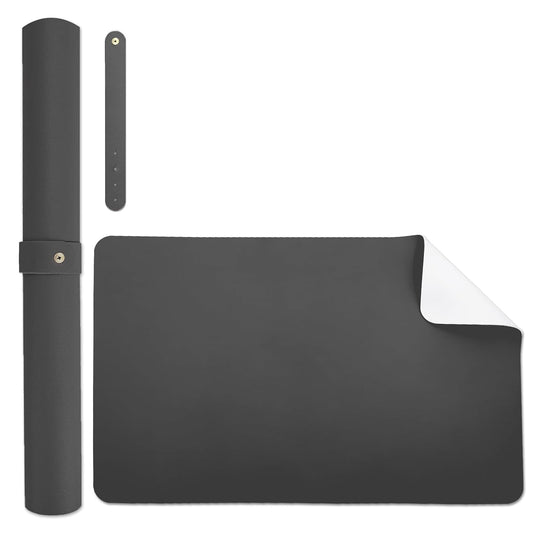 Double-sided Nail Table Mat for Nail tech - Soft Microfiber PU Leather Nail Desk Mat - Foldable Nail Art Table Mat Acetone Resistant for Nails Salon Home (Black-White) (Mat Only)