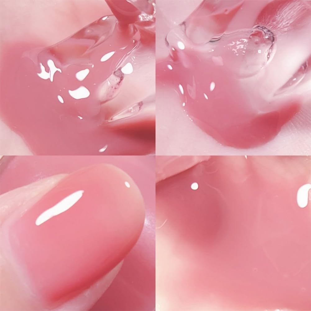 COSMOO Nude Nail Polish, 12ml Transparent Peach Pink Quick Dry Nail Lacquer, Jelly Nail Art Varnish-12ML