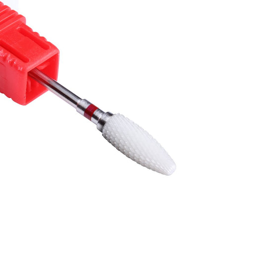 MZCMSL Fine Ceramic Cone Nail Bit, Portable Electric Manicure Drill for Acrylic White Head, 6 x 14.5 mm