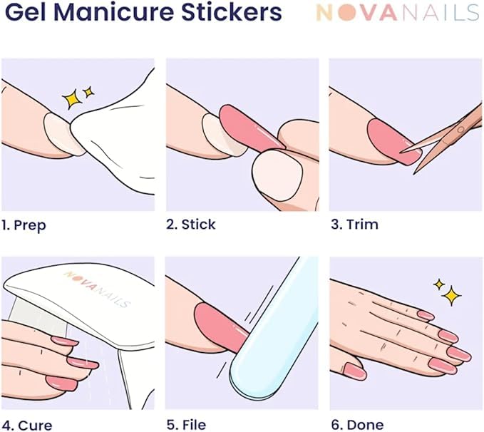 NOVA, Semi Cured Gel Nail Strips (Cashmere) - The 10 Minute Manicure. Salon-Quality, Female Founded, Works with Any Nail Lamp, Easy to Apply & Remove - Incl. Nail File & Wooden Stick (Cashmere)